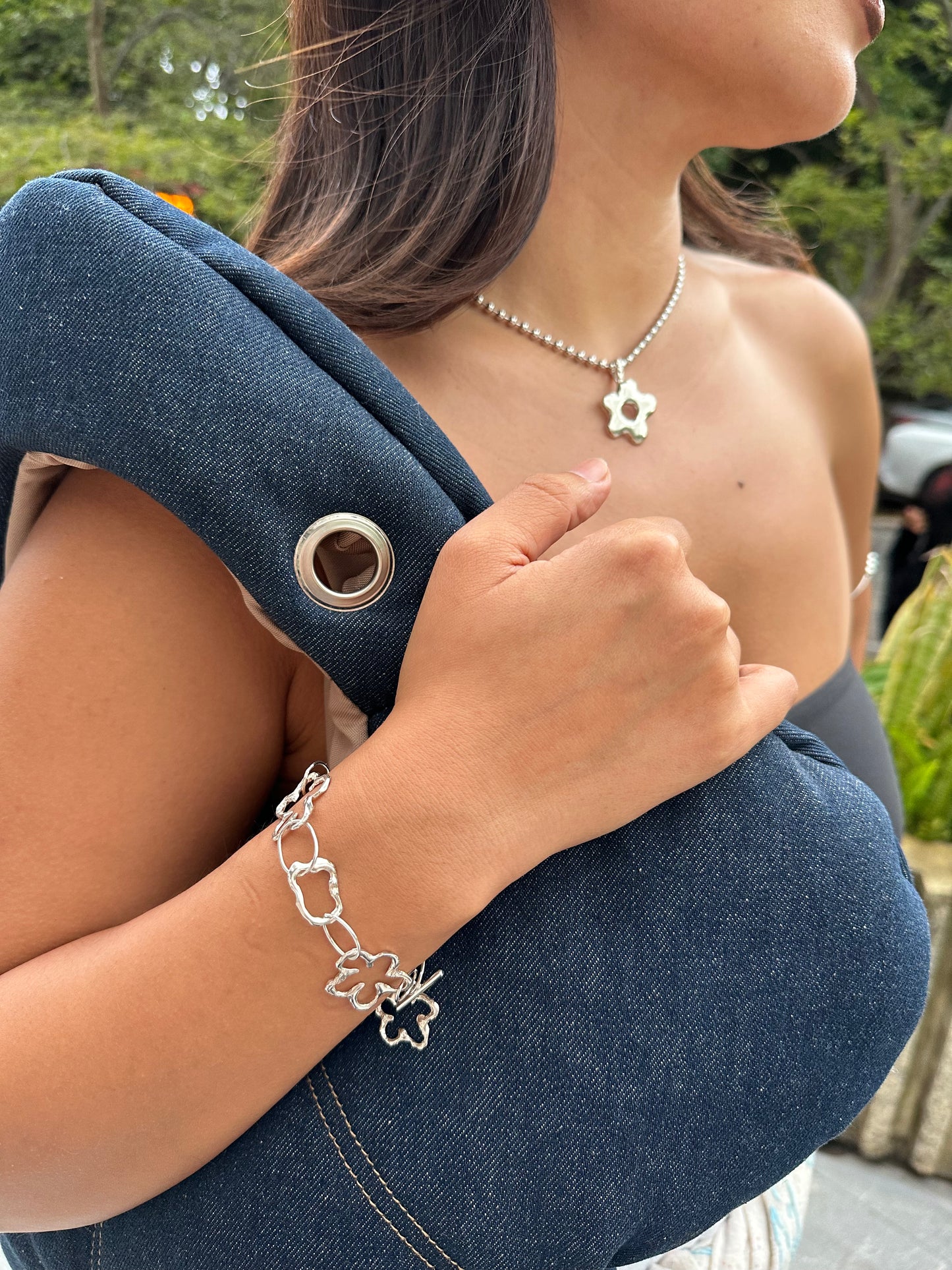 Flower/Cloud Structured Necklace