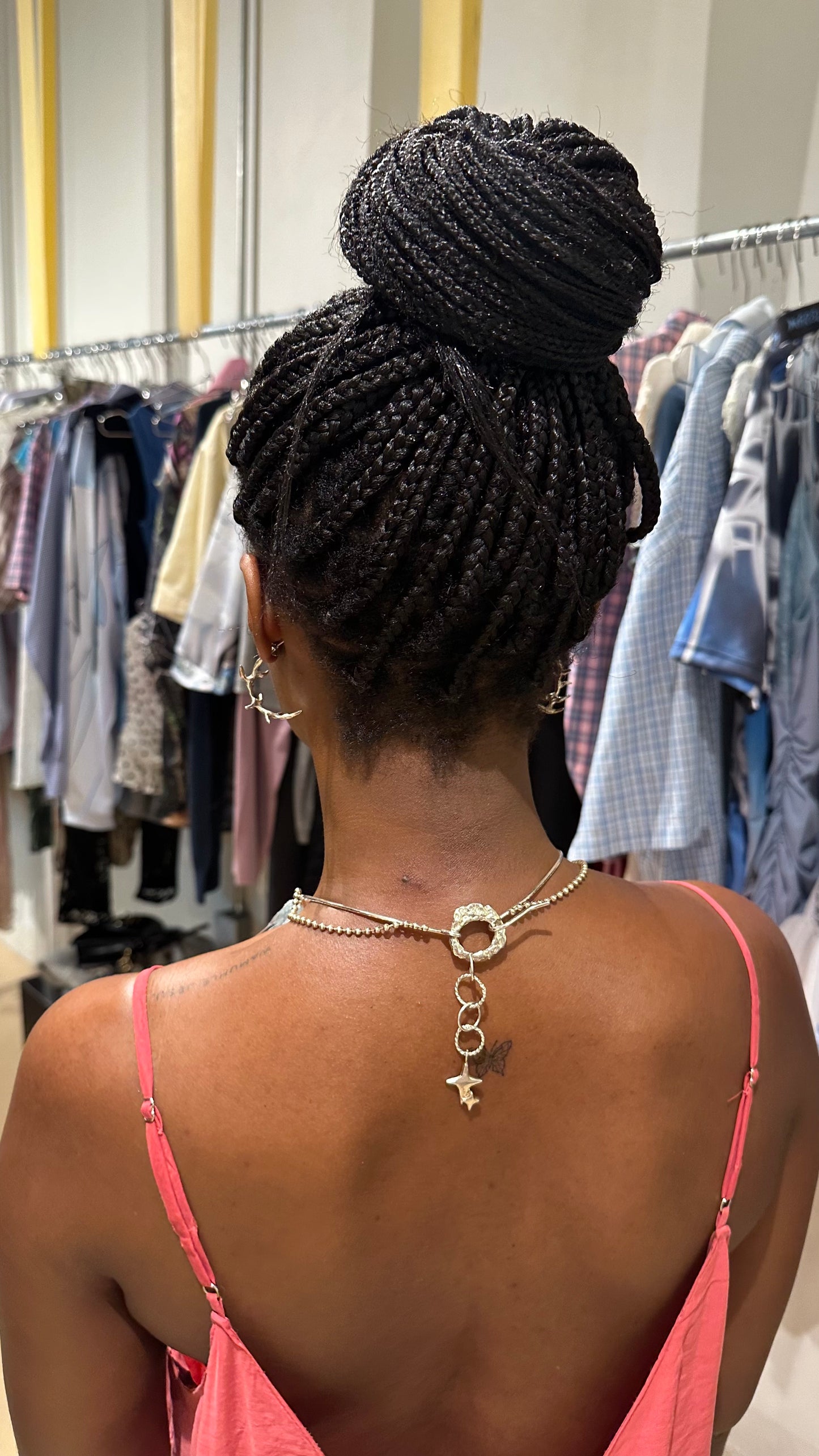 stunning back details with 935 silver charms and chains, handmade in cdmx