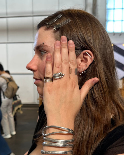 punk silver ring, alternative, cool, edgy, amemori jewelry
