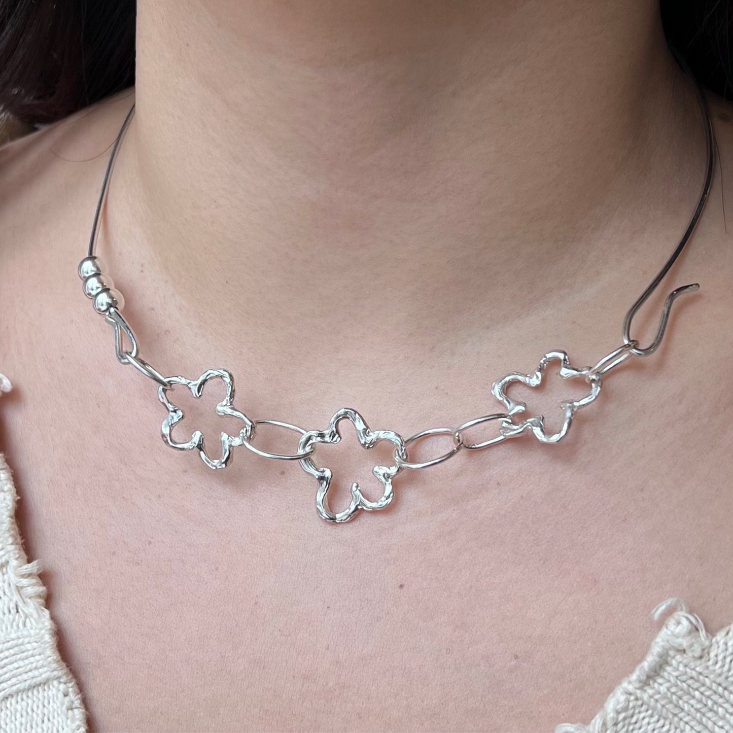 Flower/Cloud Structured Necklace