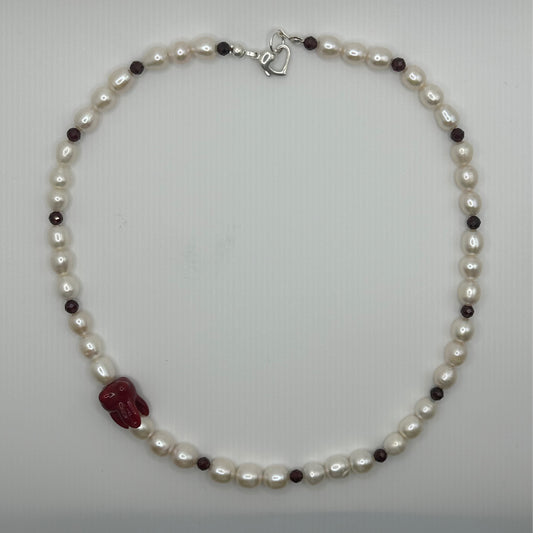 Red Tooth Pearl Necklace