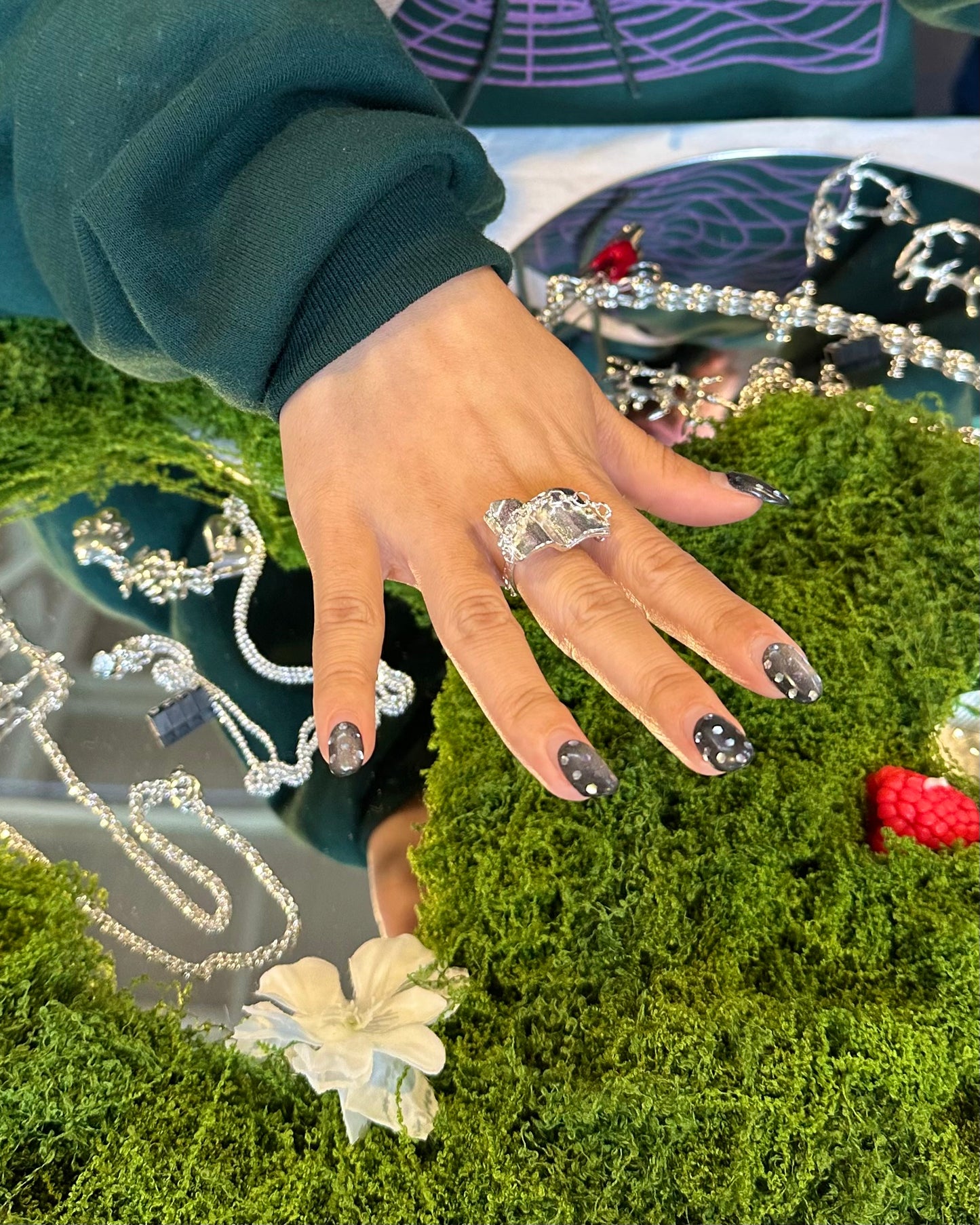 book lover wearing amemori silver ring at Renegade Craft Fair